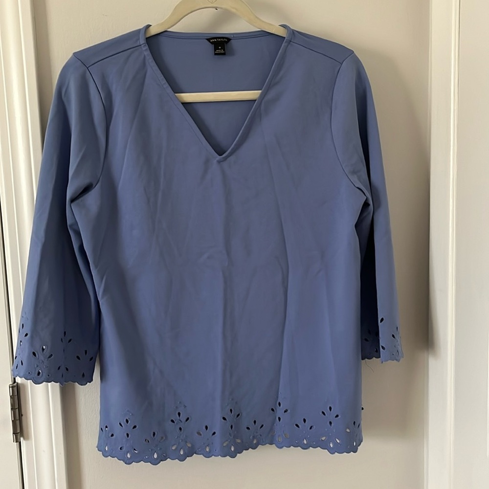 Ann Taylor 3/4 long sleeve knit sweater with decorative edges in size Medium